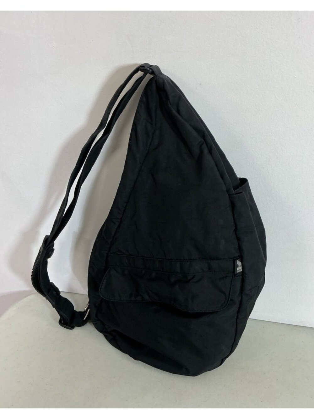 AmeriBag Healthy Back Bag Black Nylon Sling Crossbody Travel Shoulder Bag